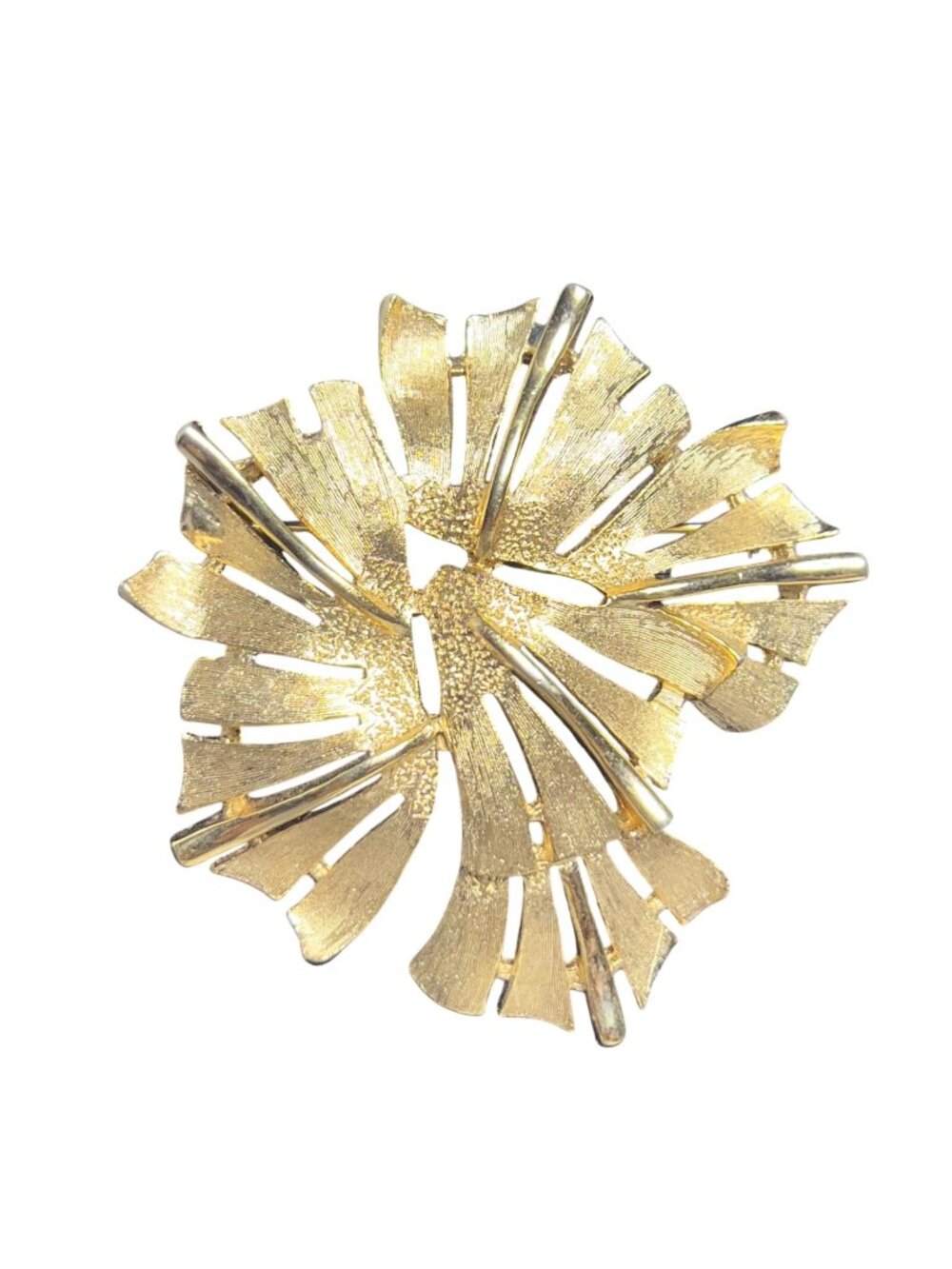 Tradition Gold Tone Floral Sunburst Brooch Signed (6423)